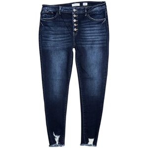 Buckle Exclusive KanCan Kurvy Mid Rise Ankle Skinny Jean 31 Dark Wash Distressed
